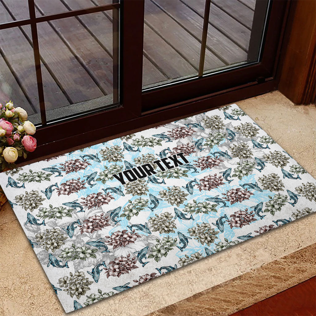 Personalized Masefau American Samoa Rubber Doormat Vintage Whale Hibiscus Ocean Waves TS04 - Polynesian Pride