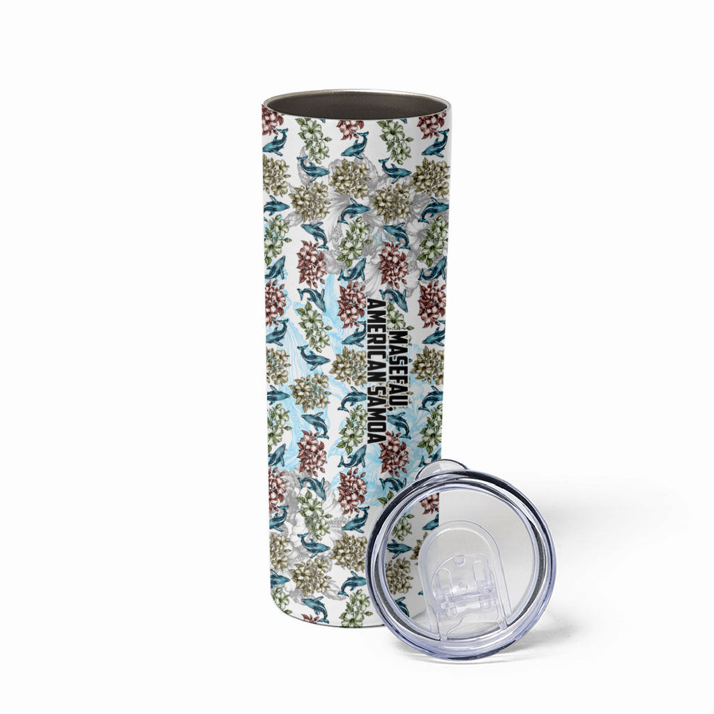 Personalized Masefau American Samoa Skinny Tumbler Vintage Whale Hibiscus Ocean Waves TS04 - Polynesian Pride