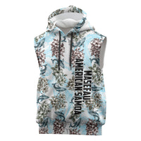 Personalized Masefau American Samoa Sleeveless Hoodie Vintage Whale Hibiscus Ocean Waves TS04 White Blue - Polynesian Pride