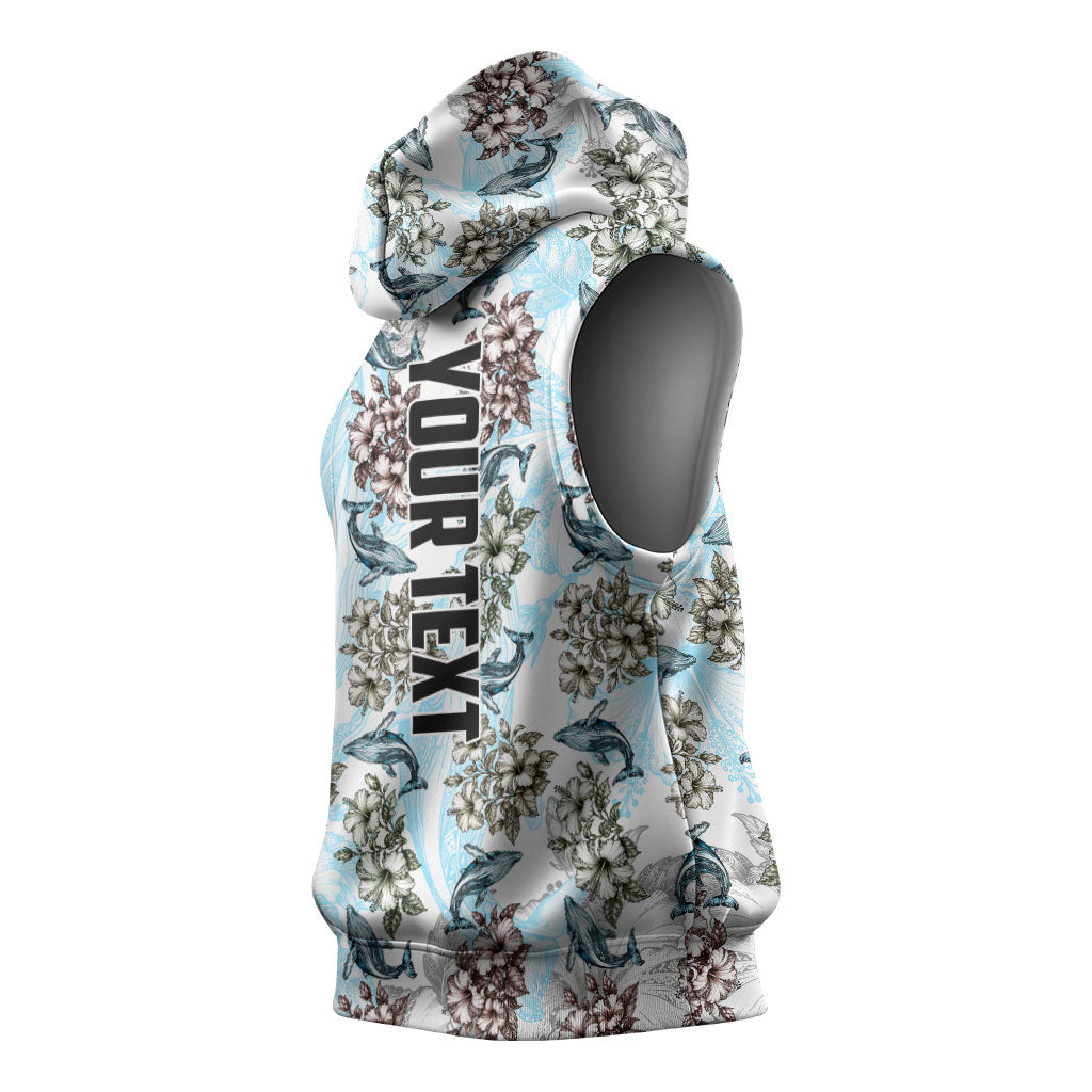 Personalized Masefau American Samoa Sleeveless Hoodie Vintage Whale Hibiscus Ocean Waves TS04 - Polynesian Pride