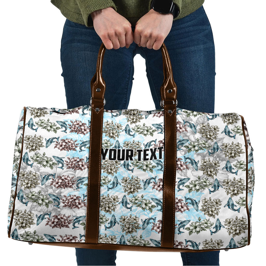 Personalized Masefau American Samoa Travel Bag Vintage Whale Hibiscus Ocean Waves TS04 White Blue - Polynesian Pride