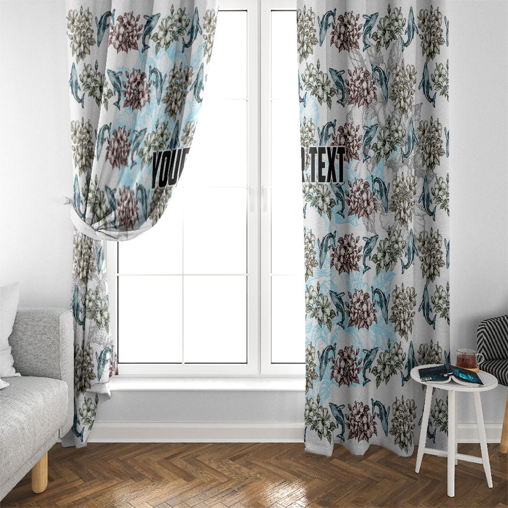 Personalized Masefau American Samoa Window Curtain Vintage Whale Hibiscus Ocean Waves TS04 - Polynesian Pride