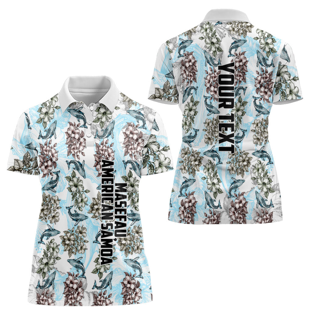 Personalized Masefau American Samoa Women Polo Shirt Vintage Whale Hibiscus Ocean Waves TS04 - Polynesian Pride