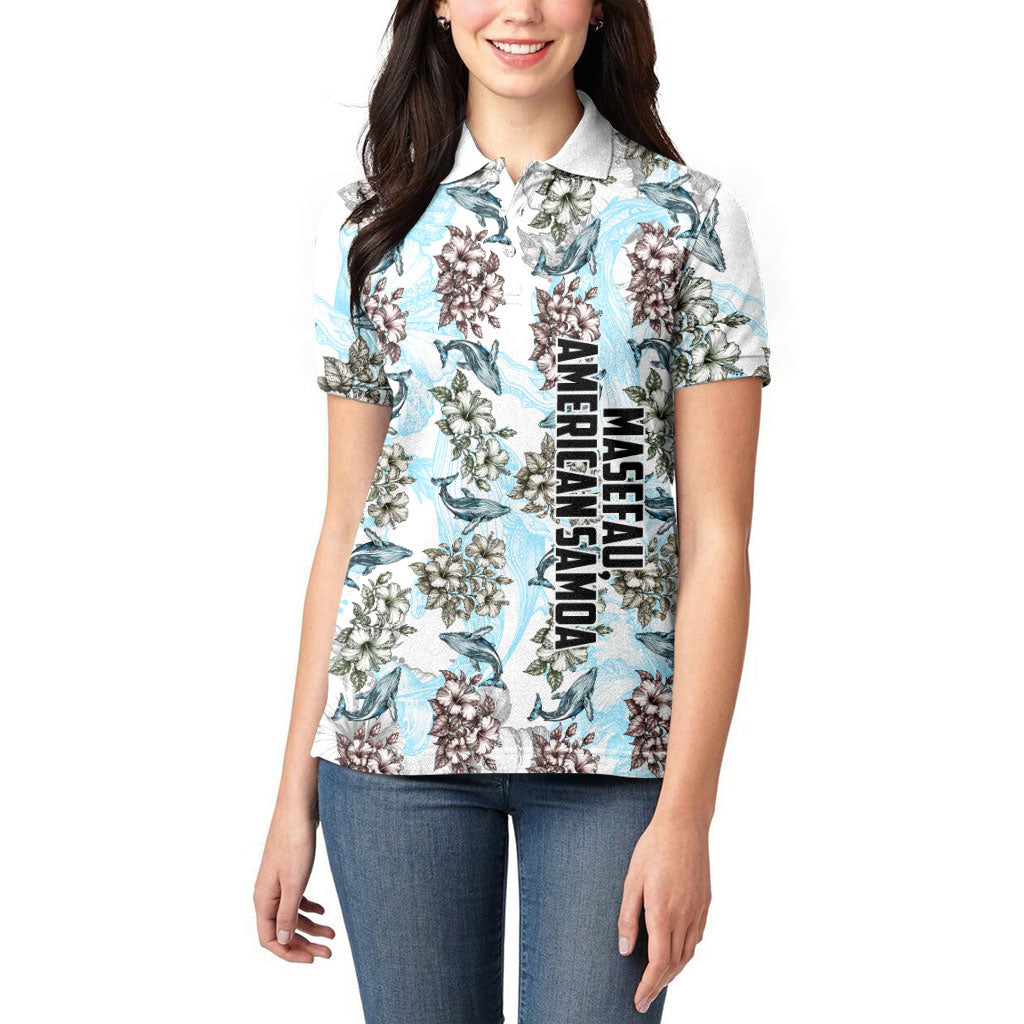 Personalized Masefau American Samoa Women Polo Shirt Vintage Whale Hibiscus Ocean Waves TS04 - Polynesian Pride