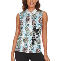 Personalized Masefau American Samoa Women Sleeveless Polo Shirt Vintage Whale Hibiscus Ocean Waves TS04 - Polynesian Pride