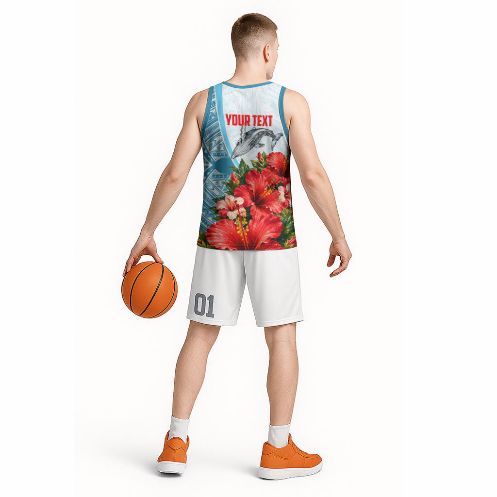 Personalized American Samoa Masefau Basketball Jersey Hibiscus Tropical Floral Whale Polynesian Tribal Pattern TS04 - Polynesian Pride