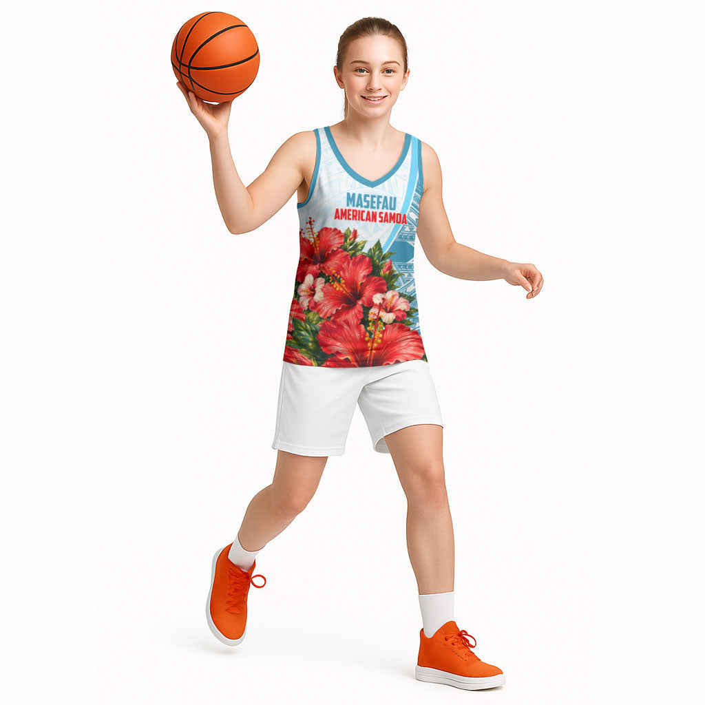 Personalized American Samoa Masefau Basketball Jersey Hibiscus Tropical Floral Whale Polynesian Tribal Pattern TS04 - Polynesian Pride