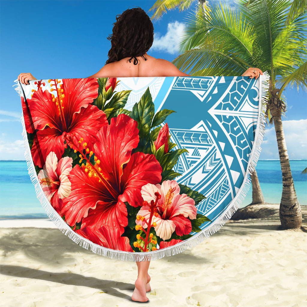 Personalized American Samoa Masefau Beach Blanket Hibiscus Tropical Floral Whale Polynesian Tribal Pattern TS04 - Polynesian Pride