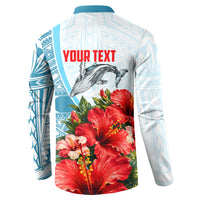 Personalized American Samoa Masefau Button Sweatshirt Hibiscus Tropical Floral Whale Polynesian Tribal Pattern TS04 - Polynesian Pride