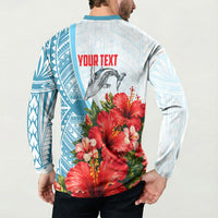 Personalized American Samoa Masefau Button Sweatshirt Hibiscus Tropical Floral Whale Polynesian Tribal Pattern TS04 - Polynesian Pride
