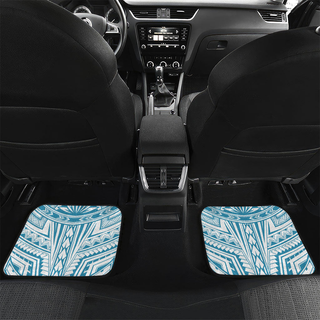 Personalized American Samoa Masefau Car Mats Hibiscus Tropical Floral Whale Polynesian Tribal Pattern TS04 Set 2pcs - Back White Blue - Polynesian Pride
