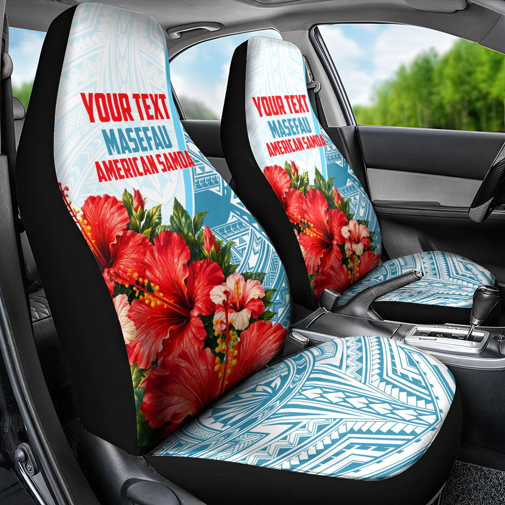 Personalized American Samoa Masefau Car Seat Cover Hibiscus Tropical Floral Whale Polynesian Tribal Pattern TS04 - Polynesian Pride