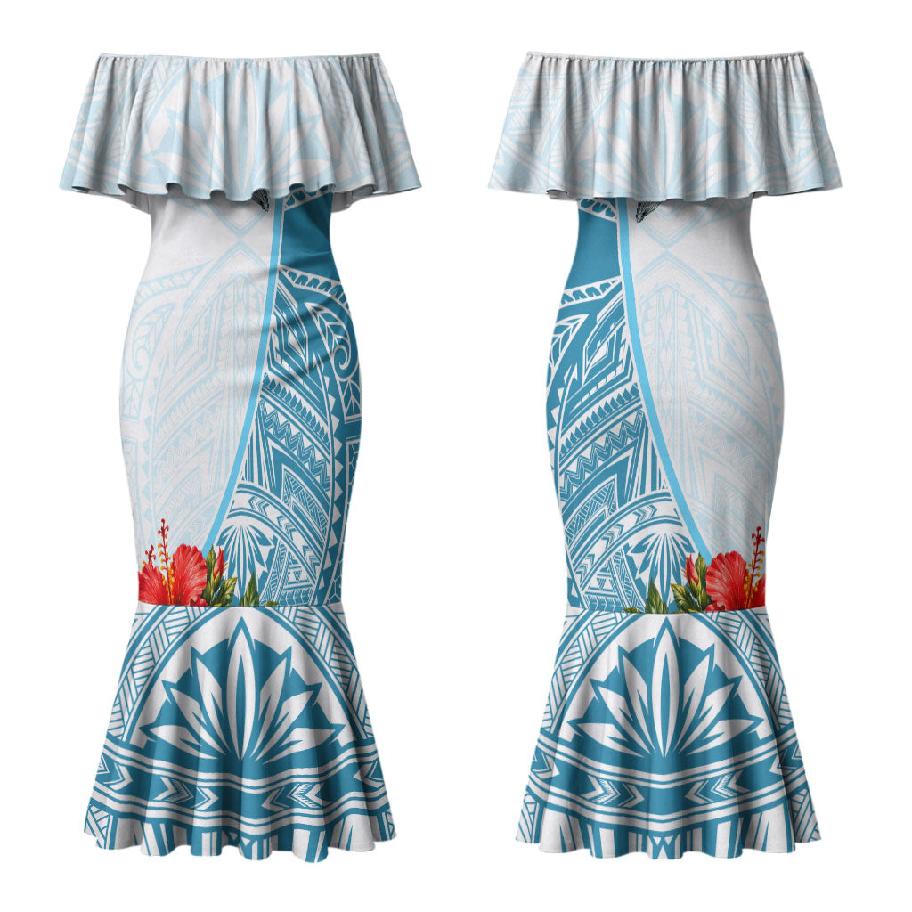 Personalized American Samoa Masefau Couples Matching Mermaid Dress and Hawaiian Shirt Hibiscus Tropical Floral Whale Polynesian Tribal Pattern TS04 - Polynesian Pride