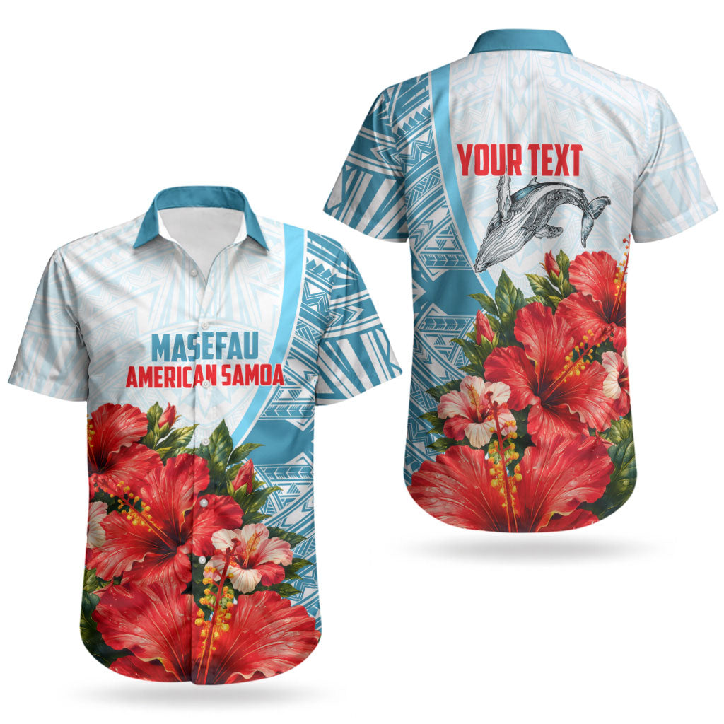 Personalized American Samoa Masefau Couples Matching Off Shoulder Short Dress and Hawaiian Shirt Hibiscus Tropical Floral Whale Polynesian Tribal Pattern TS04 - Polynesian Pride