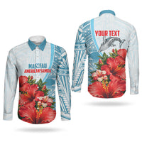 Personalized American Samoa Masefau Couples Matching Short Sleeve Bodycon Dress and Long Sleeve Button Shirt Hibiscus Tropical Floral Whale Polynesian Tribal Pattern TS04 - Polynesian Pride