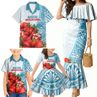 Personalized American Samoa Masefau Family Matching Mermaid Dress and Hawaiian Shirt Hibiscus Tropical Floral Whale Polynesian Tribal Pattern TS04 - Polynesian Pride