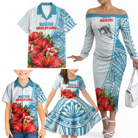 Personalized American Samoa Masefau Family Matching Off The Shoulder Long Sleeve Dress and Hawaiian Shirt Hibiscus Tropical Floral Whale Polynesian Tribal Pattern TS04 - Polynesian Pride