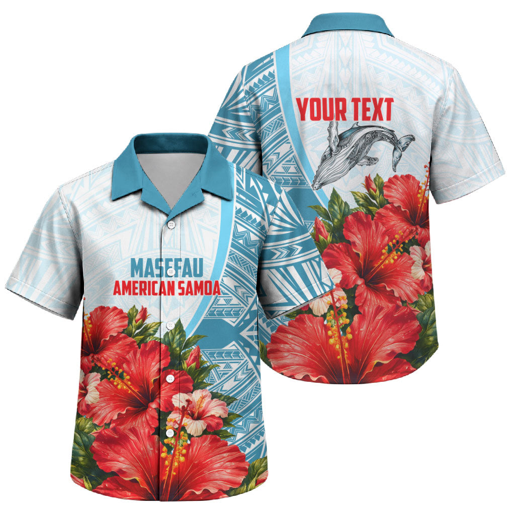 Personalized American Samoa Masefau Family Matching Off Shoulder Maxi Dress and Hawaiian Shirt Hibiscus Tropical Floral Whale Polynesian Tribal Pattern TS04 Son's Shirt White Blue - Polynesian Pride
