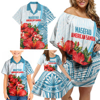 Personalized American Samoa Masefau Family Matching Off Shoulder Short Dress and Hawaiian Shirt Hibiscus Tropical Floral Whale Polynesian Tribal Pattern TS04 - Polynesian Pride