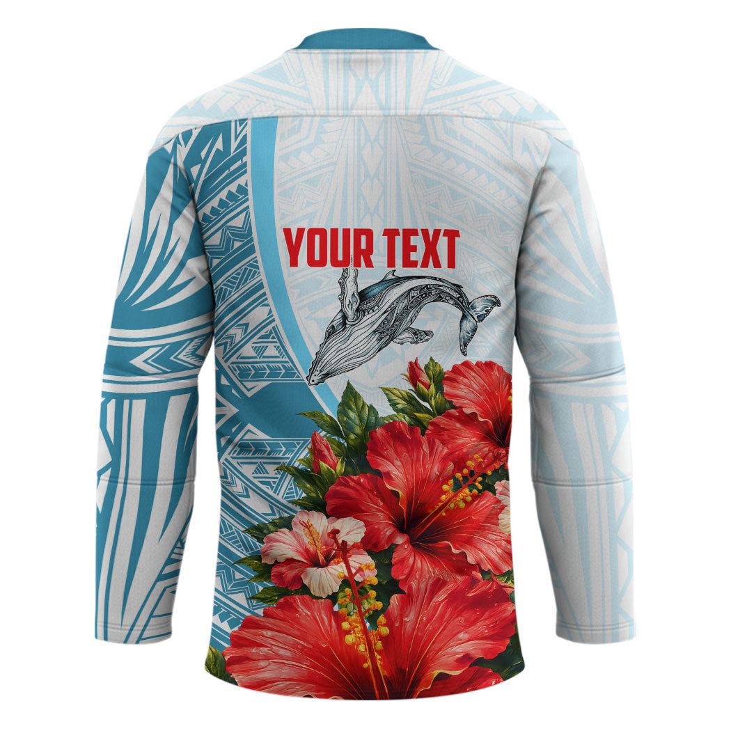 Personalized American Samoa Masefau Hockey Jersey Hibiscus Tropical Floral Whale Polynesian Tribal Pattern TS04 - Polynesian Pride