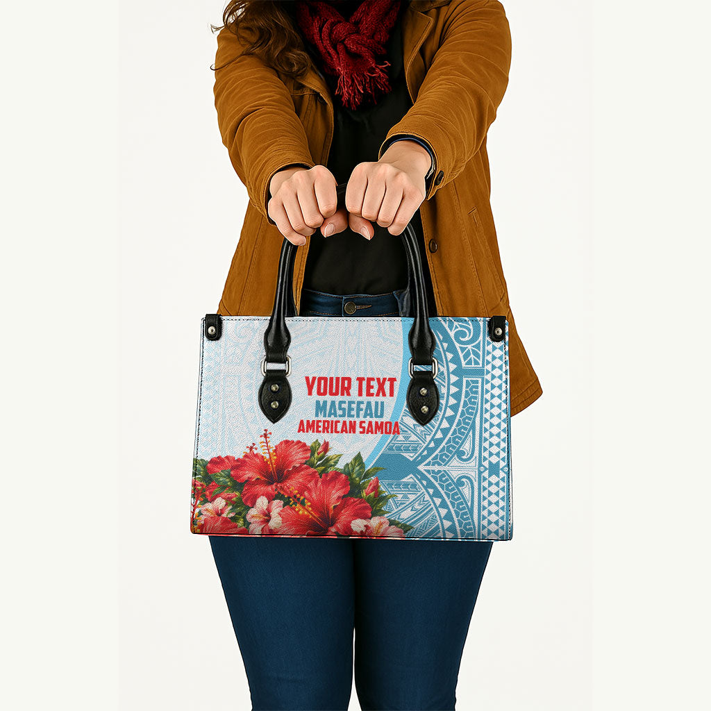 Personalized American Samoa Masefau Leather Bag Hibiscus Tropical Floral Whale Polynesian Tribal Pattern TS04 - Polynesian Pride