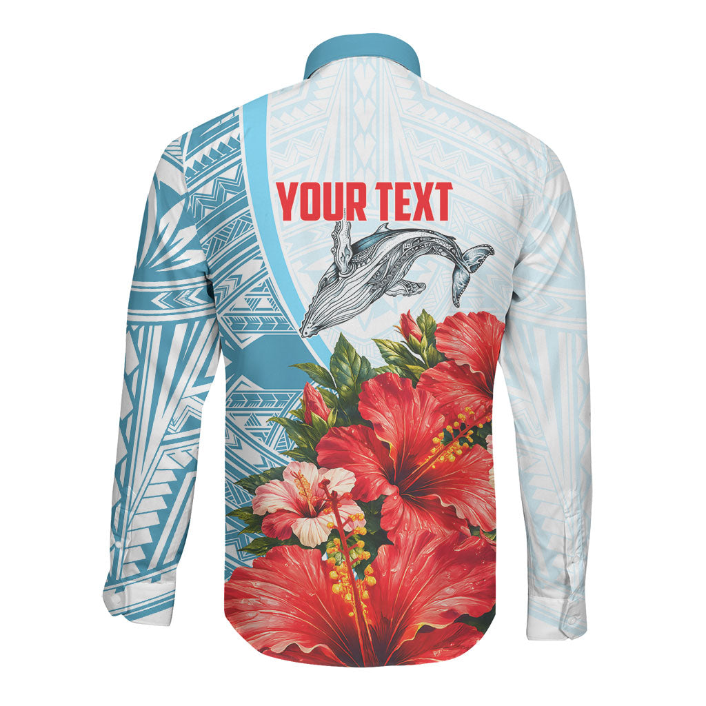 Personalized American Samoa Masefau Long Sleeve Button Shirt Hibiscus Tropical Floral Whale Polynesian Tribal Pattern TS04 - Polynesian Pride