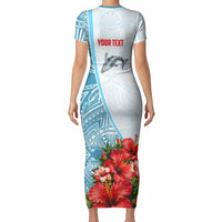 Personalized American Samoa Masefau Short Sleeve Bodycon Dress Hibiscus Tropical Floral Whale Polynesian Tribal Pattern TS04 - Polynesian Pride