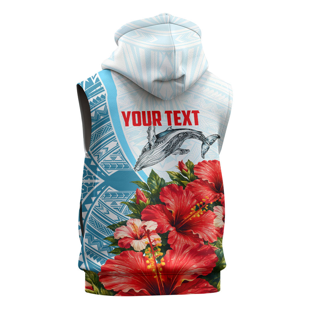 Personalized American Samoa Masefau Sleeveless Zip Hoodie Hibiscus Tropical Floral Whale Polynesian Tribal Pattern TS04 - Polynesian Pride