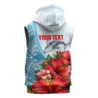 Personalized American Samoa Masefau Sleeveless Zip Hoodie Hibiscus Tropical Floral Whale Polynesian Tribal Pattern TS04 - Polynesian Pride