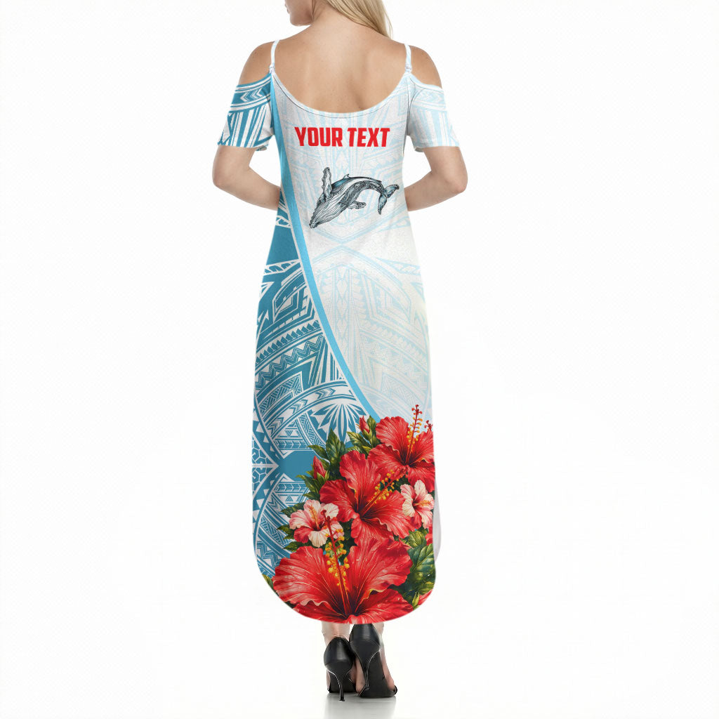 Personalized American Samoa Masefau Summer Maxi Dress Hibiscus Tropical Floral Whale Polynesian Tribal Pattern TS04 - Polynesian Pride