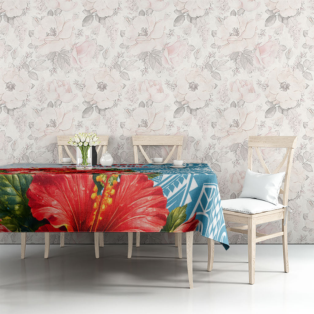 Personalized American Samoa Masefau Tablecloth Hibiscus Tropical Floral Whale Polynesian Tribal Pattern