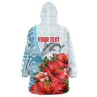 Personalized American Samoa Masefau Wearable Blanket Hoodie Hibiscus Tropical Floral Whale Polynesian Tribal Pattern TS04 - Polynesian Pride