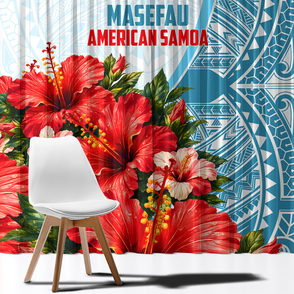 Personalized American Samoa Masefau Window Curtain Hibiscus Tropical Floral Whale Polynesian Tribal Pattern TS04 - Polynesian Pride