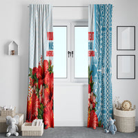 Personalized American Samoa Masefau Window Curtain Hibiscus Tropical Floral Whale Polynesian Tribal Pattern TS04 - Polynesian Pride