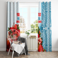 Personalized American Samoa Masefau Window Curtain Hibiscus Tropical Floral Whale Polynesian Tribal Pattern TS04 - Polynesian Pride