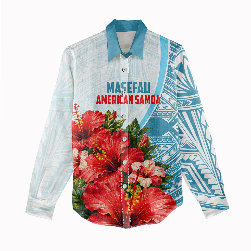 Personalized American Samoa Masefau Women Casual Shirt Hibiscus Tropical Floral Whale Polynesian Tribal Pattern TS04 - Polynesian Pride