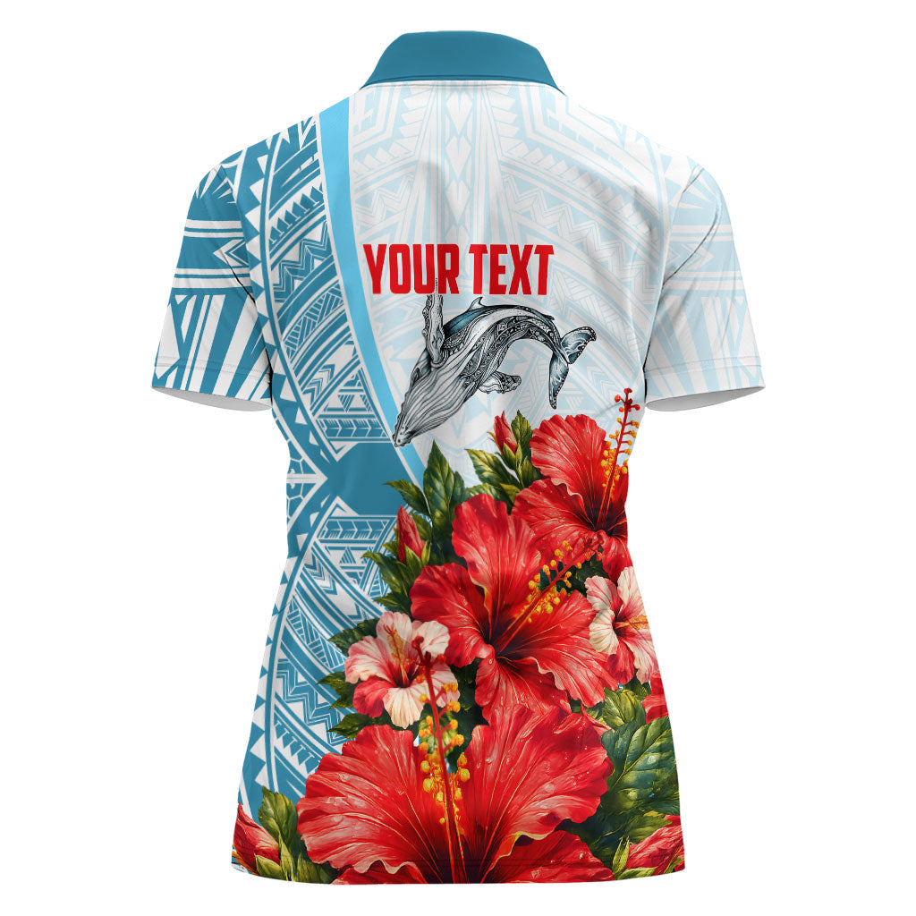 Personalized American Samoa Masefau Women Polo Shirt Hibiscus Tropical Floral Whale Polynesian Tribal Pattern TS04 - Polynesian Pride