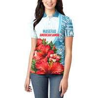 Personalized American Samoa Masefau Women Polo Shirt Hibiscus Tropical Floral Whale Polynesian Tribal Pattern TS04 - Polynesian Pride