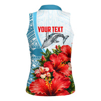 Personalized American Samoa Masefau Women Sleeveless Polo Shirt Hibiscus Tropical Floral Whale Polynesian Tribal Pattern TS04 - Polynesian Pride