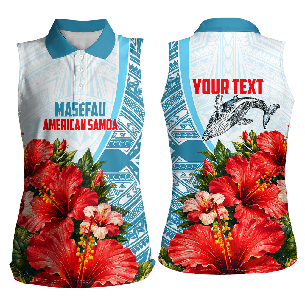 Personalized American Samoa Masefau Women Sleeveless Polo Shirt Hibiscus Tropical Floral Whale Polynesian Tribal Pattern TS04 - Polynesian Pride