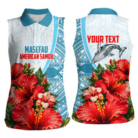 Personalized American Samoa Masefau Women Sleeveless Polo Shirt Hibiscus Tropical Floral Whale Polynesian Tribal Pattern TS04 - Polynesian Pride