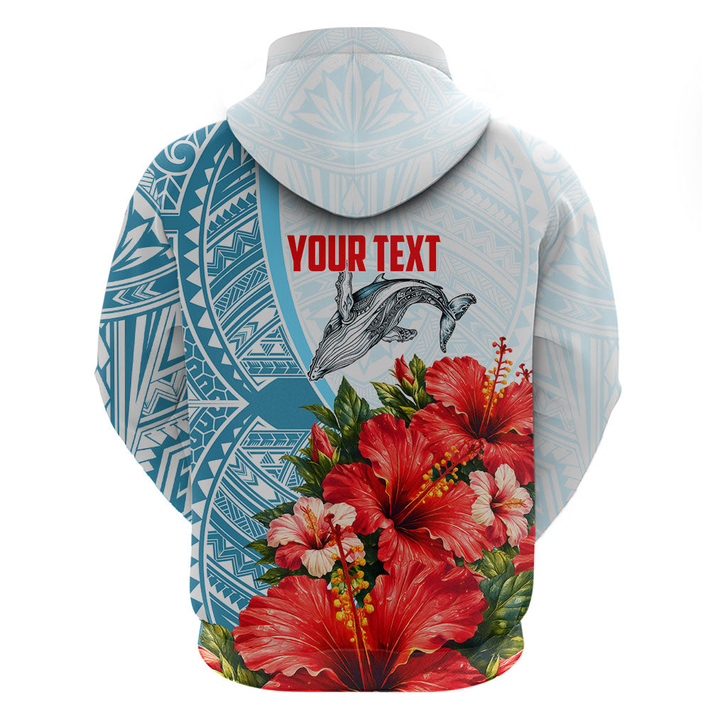 Personalized American Samoa Masefau Zip Hoodie Hibiscus Tropical Floral Whale Polynesian Tribal Pattern TS04 - Polynesian Pride