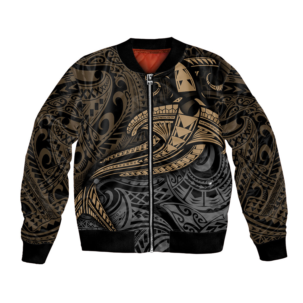 Polynesian Bomber Jacket Hammerhead Shark Tribal Pattern TS04 Unisex Black/Yellow - Polynesian Pride