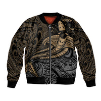 Polynesian Bomber Jacket Hammerhead Shark Tribal Pattern TS04 Unisex Black/Yellow - Polynesian Pride