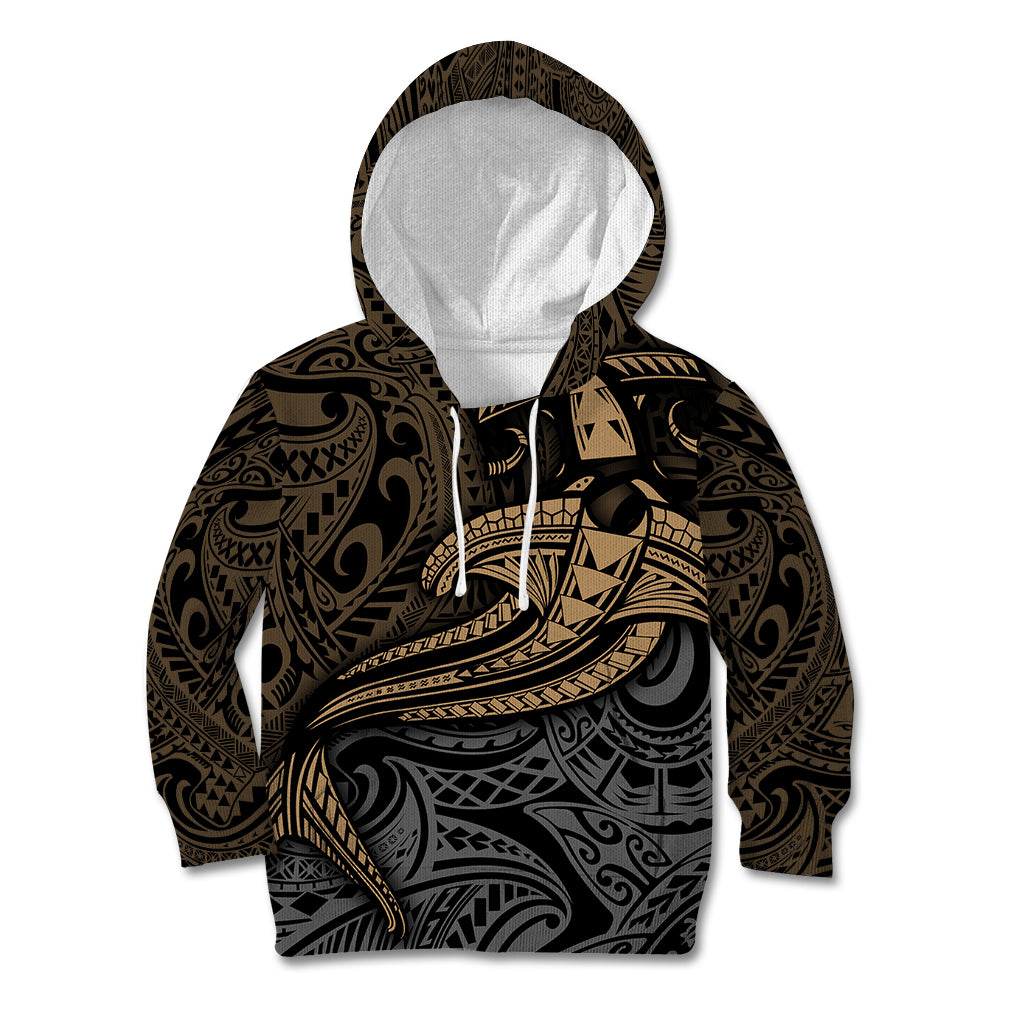 Polynesian Kid Hoodie Hammerhead Shark Tribal Pattern TS04 Hoodie Black Yellow - Polynesian Pride