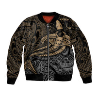 Polynesian Sleeve Zip Bomber Jacket Hammerhead Shark Tribal Pattern TS04 Unisex Black/Yellow - Polynesian Pride
