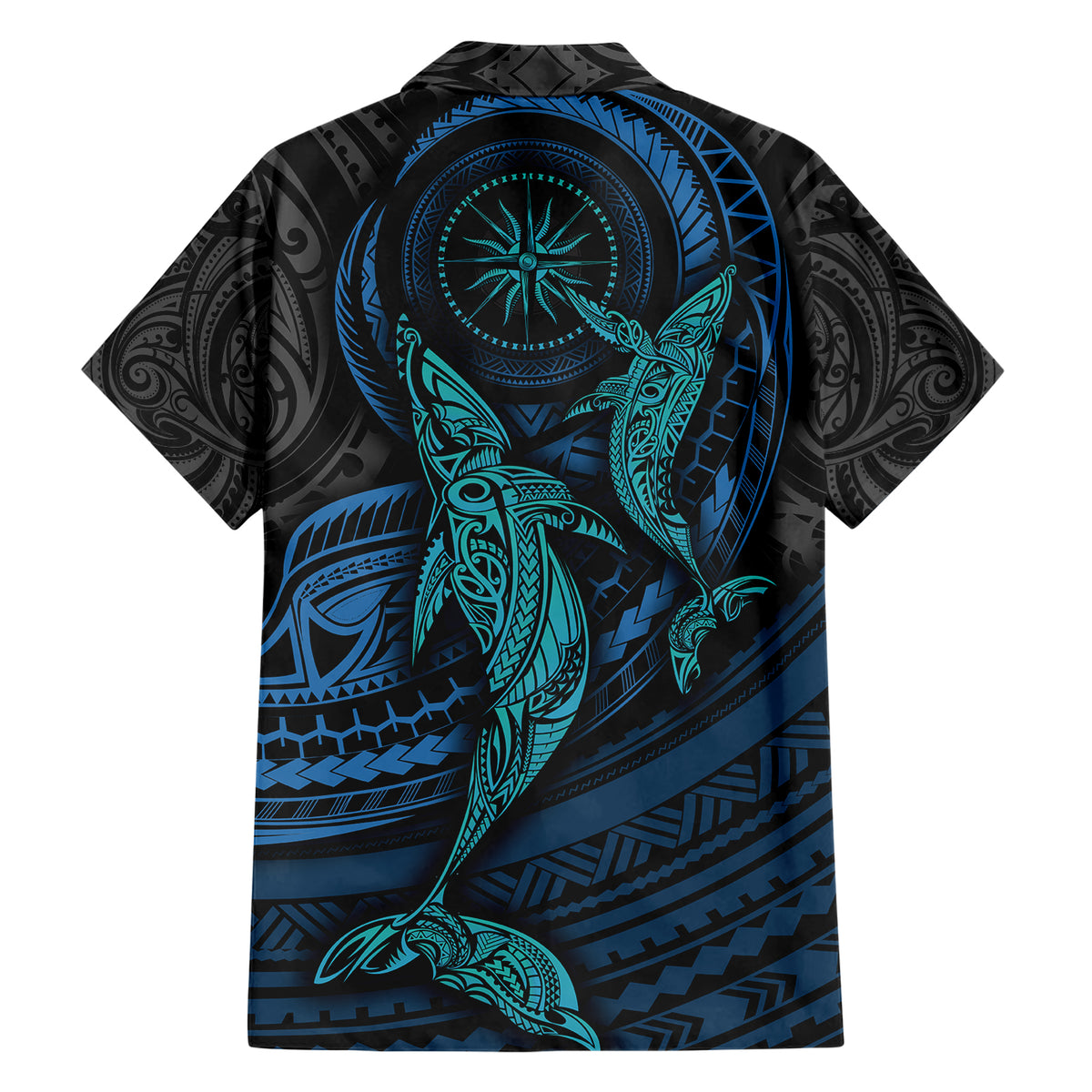 Polynesian Whale Family Matching Short Sleeve Bodycon Dress and Hawaiian Shirt TS04 - Polynesian Pride