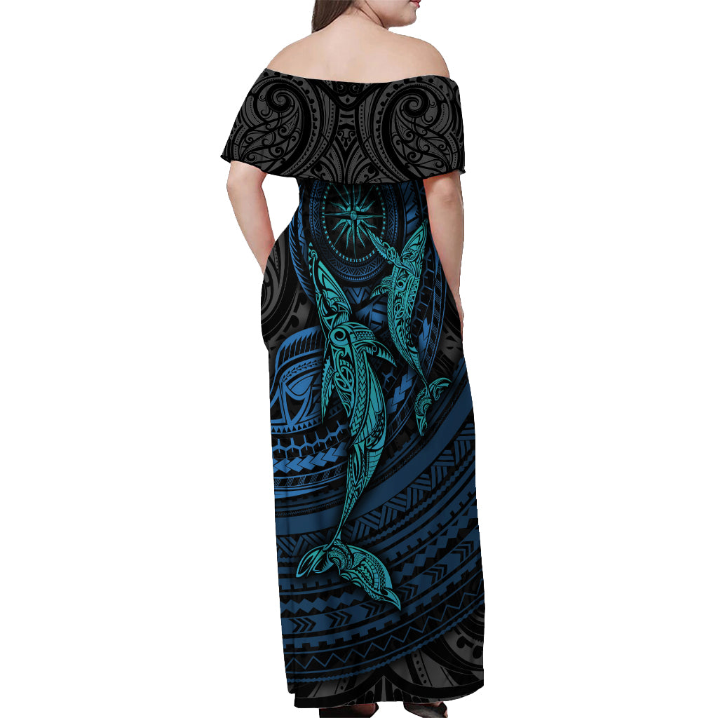 Polynesian Whale Off Shoulder Maxi Dress TS04 - Polynesian Pride