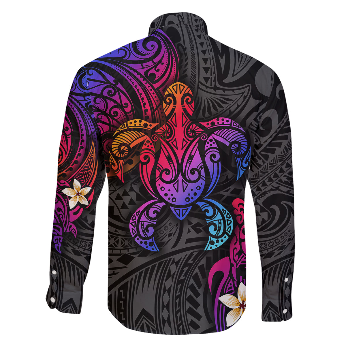 Turtle and Plumeria - Polynesian Family Matching Off Shoulder Long Sleeve Dress and Hawaiian Shirt TS04 - Polynesian Pride