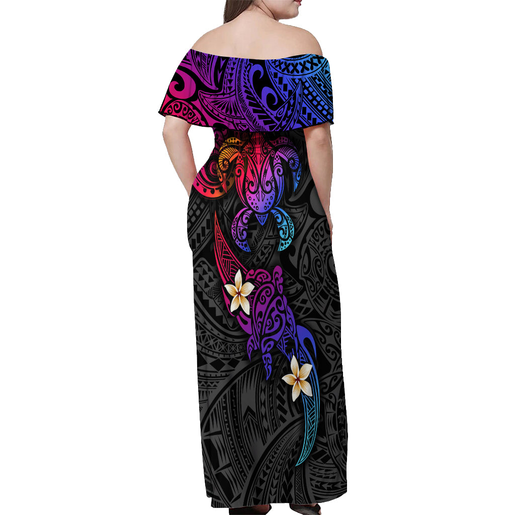 Turtle and Plumeria - Polynesian Off Shoulder Maxi Dress TS04 - Polynesian Pride